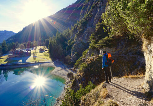 The Gaisalm trail offers incredible panoramic vistas of Lake Achensee and its surrounding mountains.