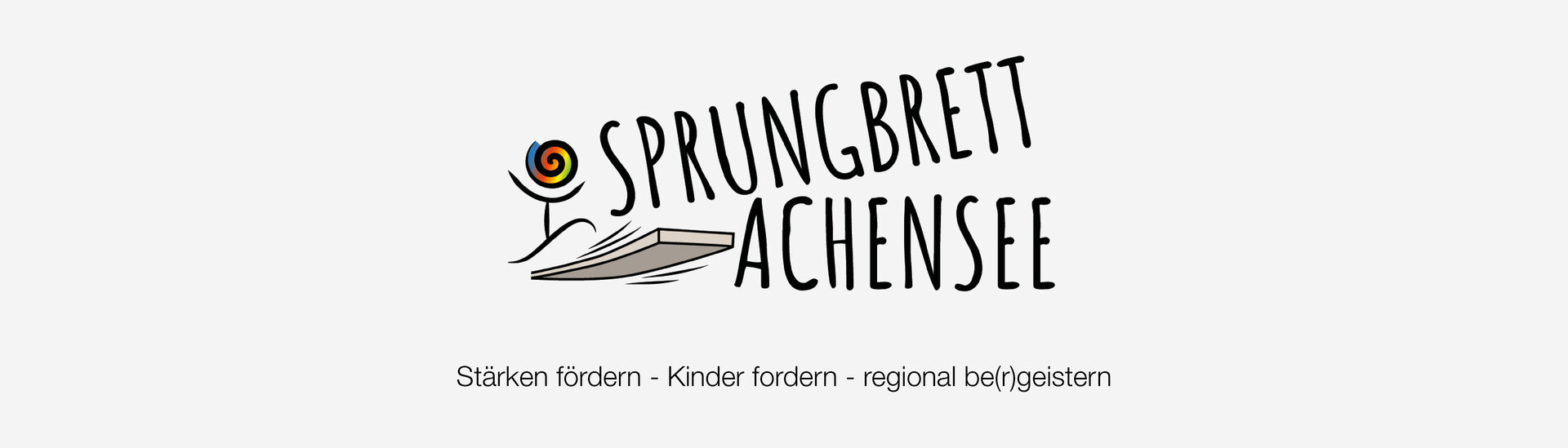 Ein Logo mit einem Strichmännchen und einem Sprungbrett mit der Aufschrift Sprungbrett Achensee.