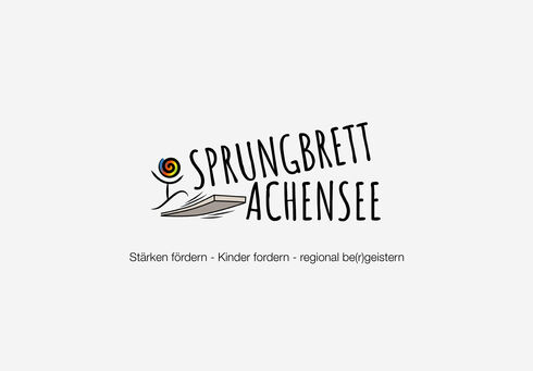 Sprungbrett Achensee Ein Logo mit einem Strichmännchen und einem Sprungbrett mit der Aufschrift Sprungbrett Achensee.