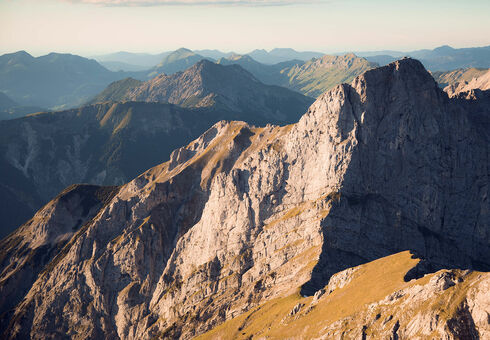 The summit of the Sonnjoch affords beautiful views of the Karwendel mountains.