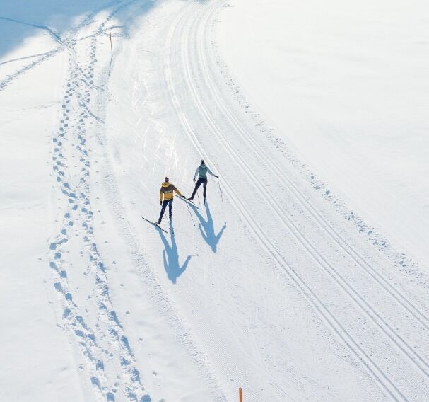 Pertisau – view into the Falzthurn Valley and of the freshly groomed Falzthurn–Gramai cross-country trail.