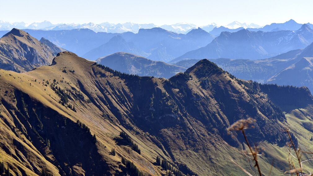 Aussicht vom Juifen auf die beeindruckende Bergwelt des Karwendel
