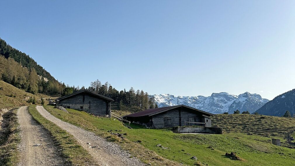 Blick auf Achenseehof Kapelle vom Forstweg Richtung Kotalm