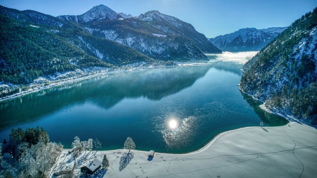 am Beginn der Winterwanderung ins Oberautal in Achenkirch