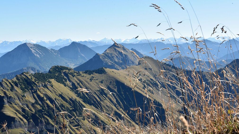 Aussicht vom Juifen auf die beeindruckende Bergwelt des Karwendel