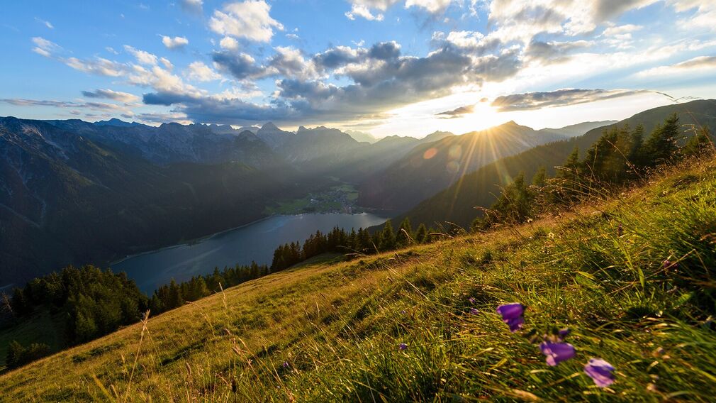 Sonnenuntergang in der Nähe der Dalfaz Alm