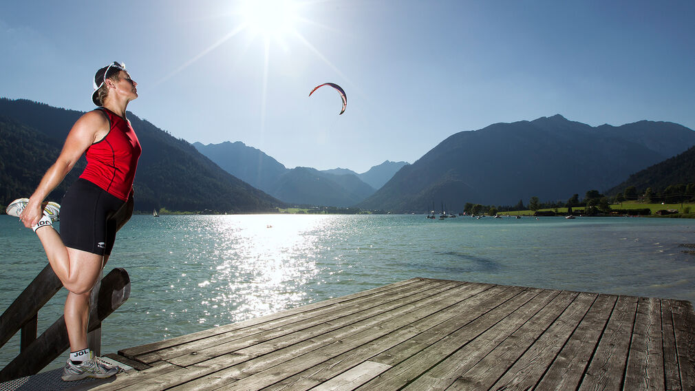 Aufwärmen am Seeufer