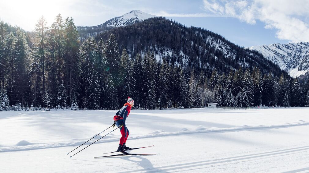 Auf der Seeloipe Oberautal in Achenkirch – klassisch und im Skating-Stil gespurt.
